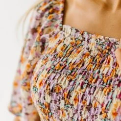 Piper & Scoot The Shonda Belted Square Neck Jumpsuit In Lilac Floral