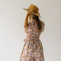 Piper & Scoot The Shonda Belted Square Neck Jumpsuit In Lilac Floral