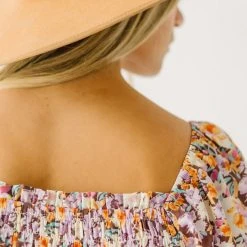 Piper & Scoot The Shonda Belted Square Neck Jumpsuit In Lilac Floral