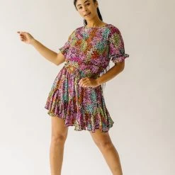 Piper & Scoot The Higham Pleated Dress In Black Floral