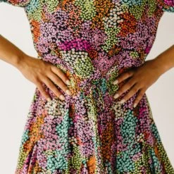 Piper & Scoot The Higham Pleated Dress In Black Floral