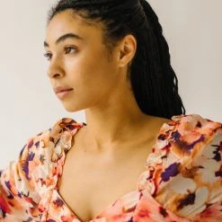 Piper & Scoot: The Killpack Sweetheart Neckline Dress In Coral Multi Dresses