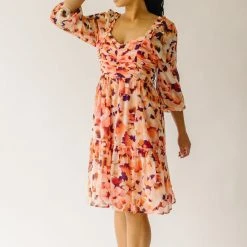 Piper & Scoot: The Killpack Sweetheart Neckline Dress In Coral Multi Dresses