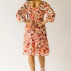 Piper & Scoot: The Killpack Sweetheart Neckline Dress In Coral Multi Dresses