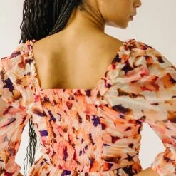 Piper & Scoot: The Killpack Sweetheart Neckline Dress In Coral Multi Dresses