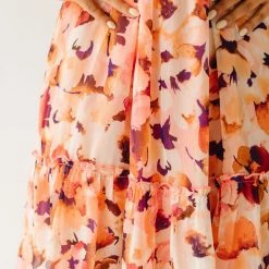 Piper & Scoot: The Killpack Sweetheart Neckline Dress In Coral Multi Dresses