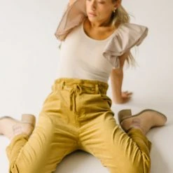 Piper & Scoot The Reign Corduroy Drawstring Pants In Dijon Bottoms + Jumpsuits