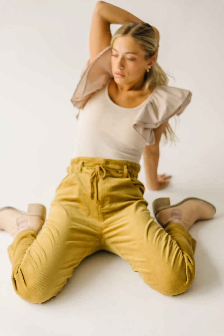 Piper & Scoot The Reign Corduroy Drawstring Pants In Dijon Bottoms + Jumpsuits