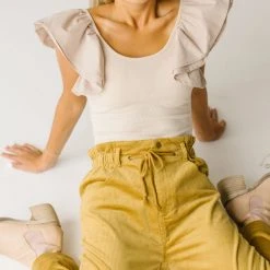 Piper & Scoot The Reign Corduroy Drawstring Pants In Dijon Bottoms + Jumpsuits