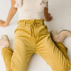 Piper & Scoot The Reign Corduroy Drawstring Pants In Dijon Bottoms + Jumpsuits