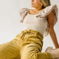 Piper & Scoot The Reign Corduroy Drawstring Pants In Dijon Bottoms + Jumpsuits