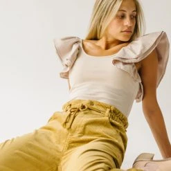 Piper & Scoot The Reign Corduroy Drawstring Pants In Dijon Bottoms + Jumpsuits