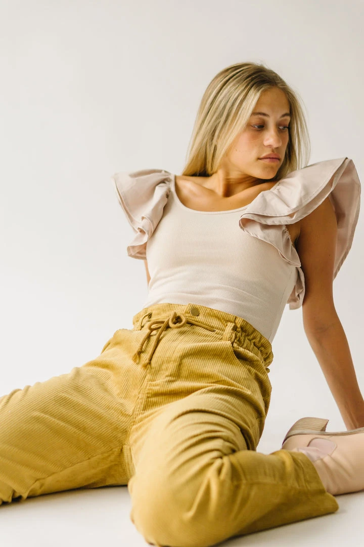 Piper & Scoot The Reign Corduroy Drawstring Pants In Dijon Bottoms + Jumpsuits