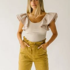 Piper & Scoot The Reign Corduroy Drawstring Pants In Dijon Bottoms + Jumpsuits