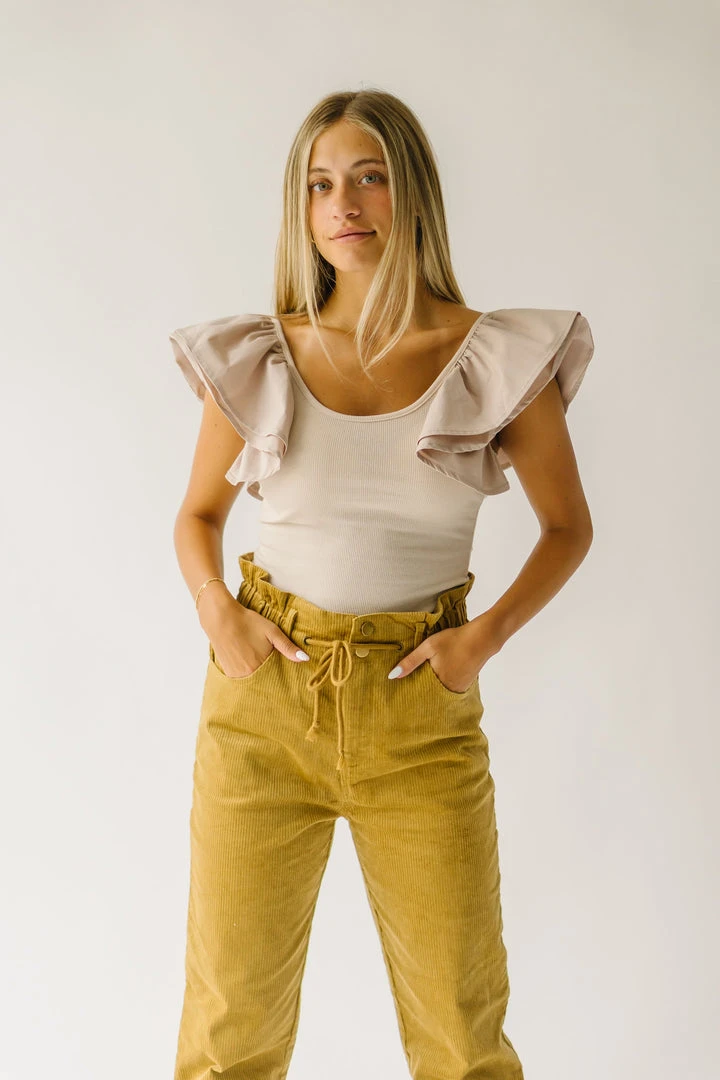 Piper & Scoot The Reign Corduroy Drawstring Pants In Dijon Bottoms + Jumpsuits