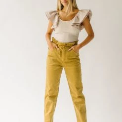 Piper & Scoot The Reign Corduroy Drawstring Pants In Dijon Bottoms + Jumpsuits