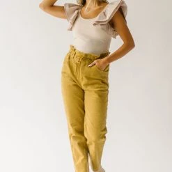 Piper & Scoot The Reign Corduroy Drawstring Pants In Dijon Bottoms + Jumpsuits