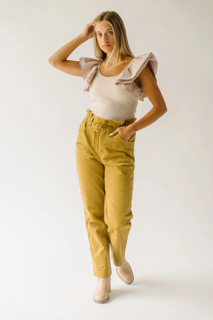 Piper & Scoot The Reign Corduroy Drawstring Pants In Dijon Bottoms + Jumpsuits
