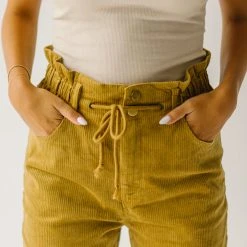 Piper & Scoot The Reign Corduroy Drawstring Pants In Dijon Bottoms + Jumpsuits