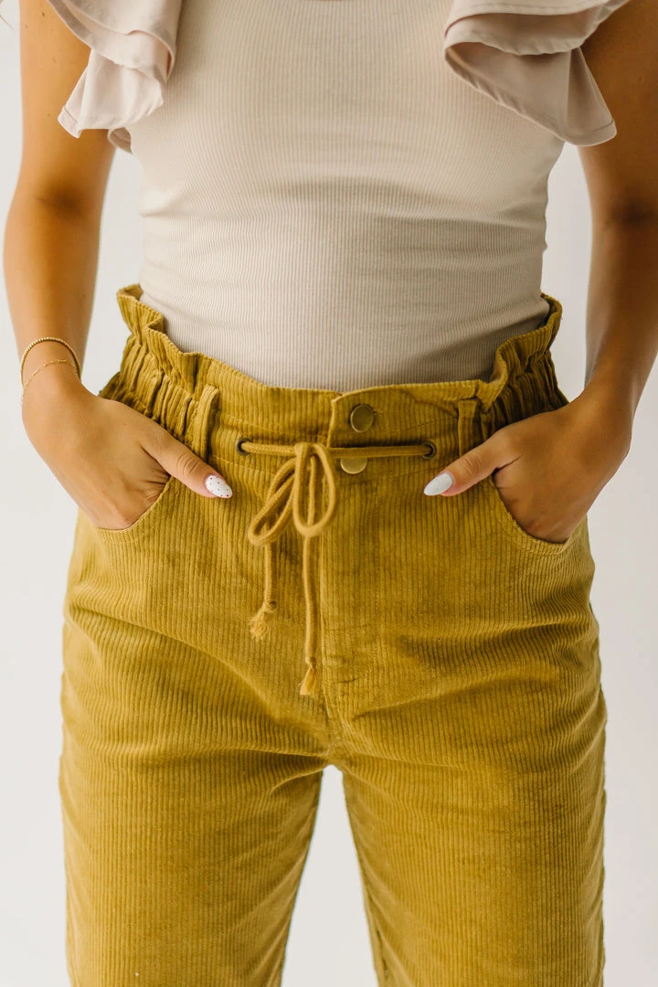 Piper & Scoot The Reign Corduroy Drawstring Pants In Dijon Bottoms + Jumpsuits