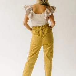 Piper & Scoot The Reign Corduroy Drawstring Pants In Dijon Bottoms + Jumpsuits
