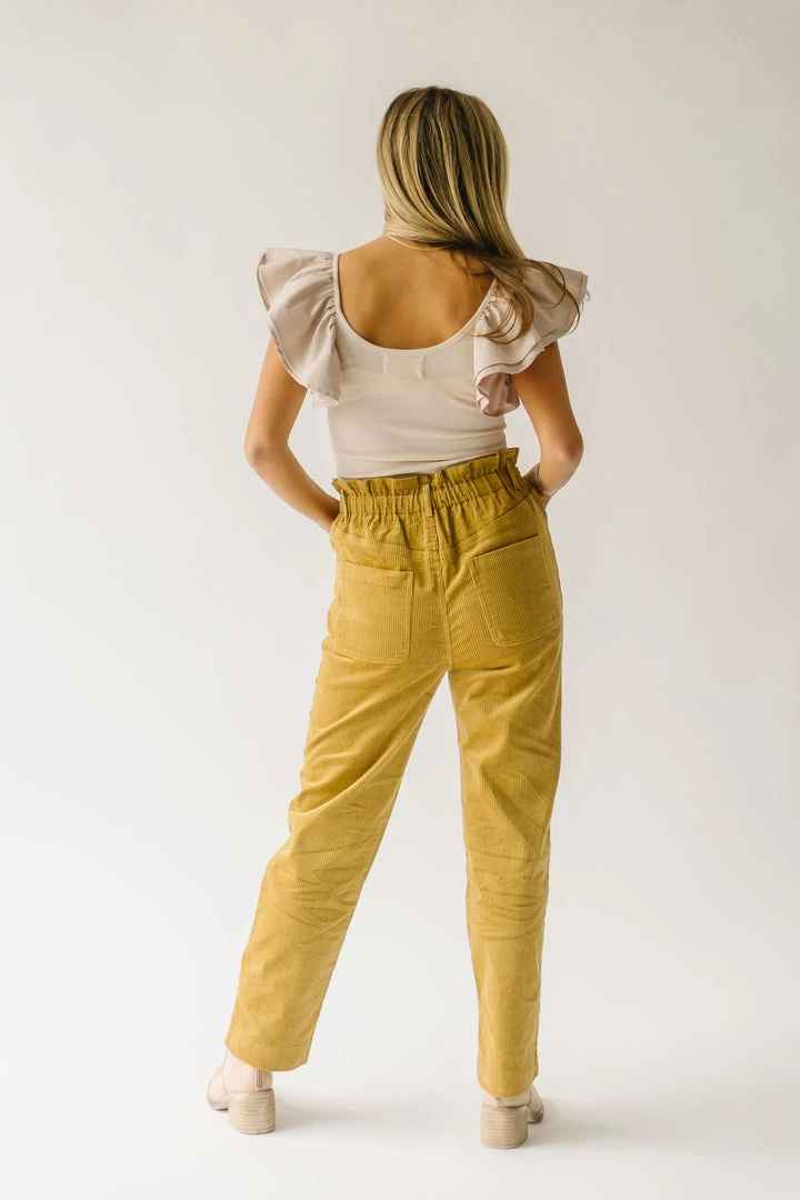Piper & Scoot The Reign Corduroy Drawstring Pants In Dijon Bottoms + Jumpsuits