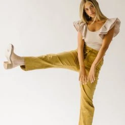 Piper & Scoot The Reign Corduroy Drawstring Pants In Dijon Bottoms + Jumpsuits