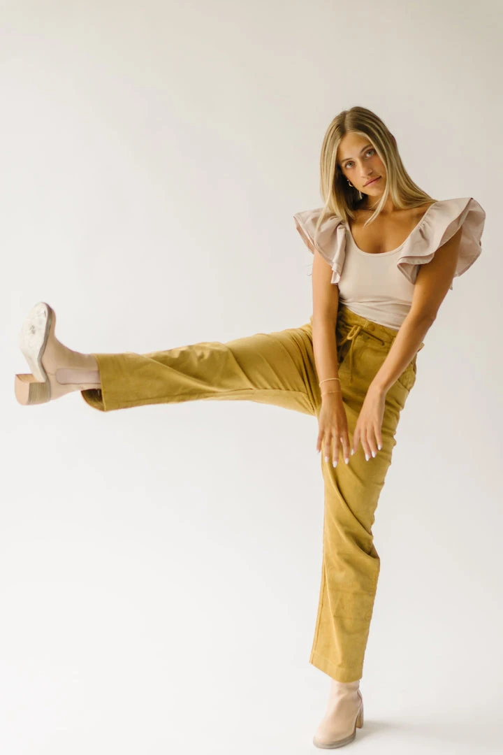 Piper & Scoot The Reign Corduroy Drawstring Pants In Dijon Bottoms + Jumpsuits