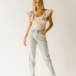 Piper & Scoot Bottoms + Jumpsuits The Kamri High Rise Straight Jean In Light Grey