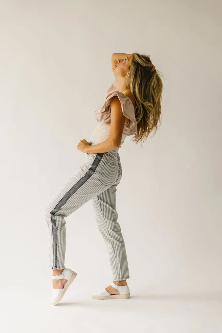 Piper & Scoot The Maddie Ruffle Blouse In Taupe Tops