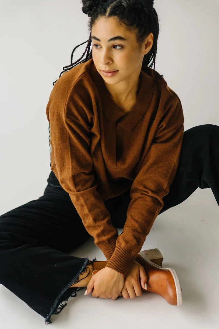 Piper & Scoot The Julius V-Neck Sweater In Chocolate