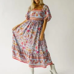 Piper & Scoot Dresses The Meyers Printed Midi Dress In Periwinkle