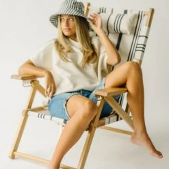 Piper & Scoot The Bucket Hat In Navy Stripe Accessories