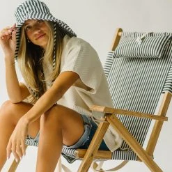 Piper & Scoot The Wide Brim Hat In Navy Stripe Accessories