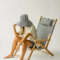 Piper & Scoot The Wide Brim Hat In Navy Stripe Accessories