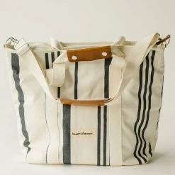 Piper & Scoot The Cooler Tote Bag In Vintage Black Stripe