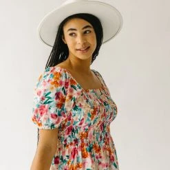 Piper & Scoot Tops The Merk Floral Peplum Blouse In Off White