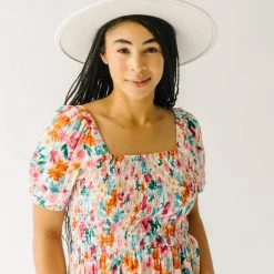 Piper & Scoot Tops The Merk Floral Peplum Blouse In Off White