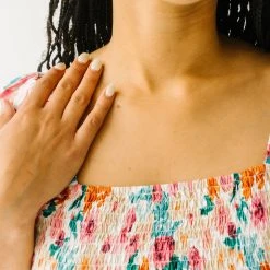 Piper & Scoot Tops The Merk Floral Peplum Blouse In Off White