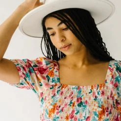 Piper & Scoot Tops The Merk Floral Peplum Blouse In Off White