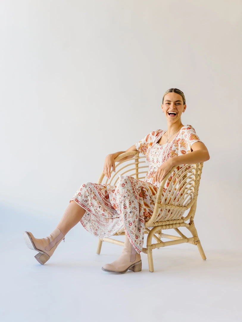 Piper & Scoot The Echo Square Neck Midi Dress In Sunset Multi