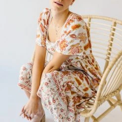 Piper & Scoot The Echo Square Neck Midi Dress In Sunset Multi