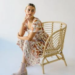 Piper & Scoot The Echo Square Neck Midi Dress In Sunset Multi