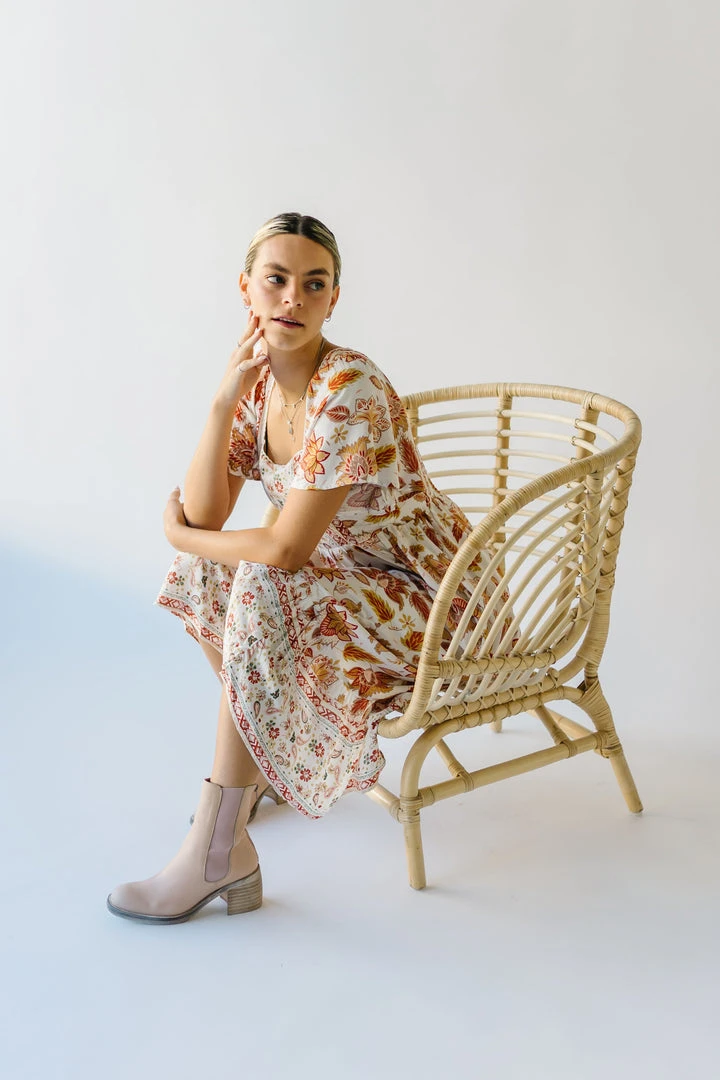 Piper & Scoot The Echo Square Neck Midi Dress In Sunset Multi