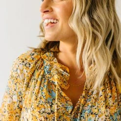 Piper & Scoot The Kerry Floral Tie Dress In Mustard