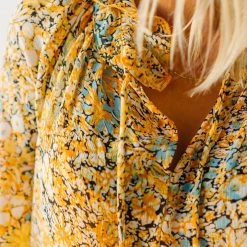 Piper & Scoot The Kerry Floral Tie Dress In Mustard
