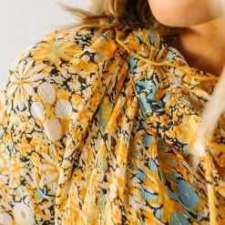 Piper & Scoot The Kerry Floral Tie Dress In Mustard