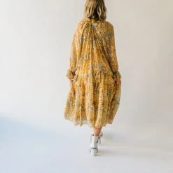 Piper & Scoot The Kerry Floral Tie Dress In Mustard