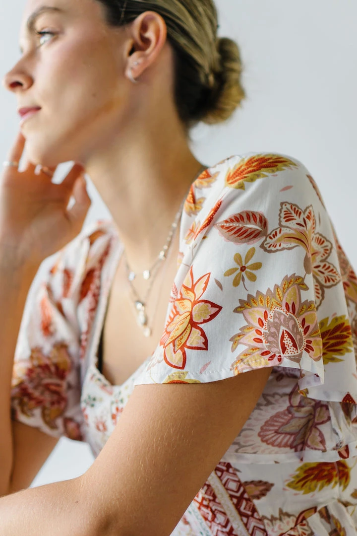 Piper & Scoot The Echo Square Neck Midi Dress In Sunset Multi