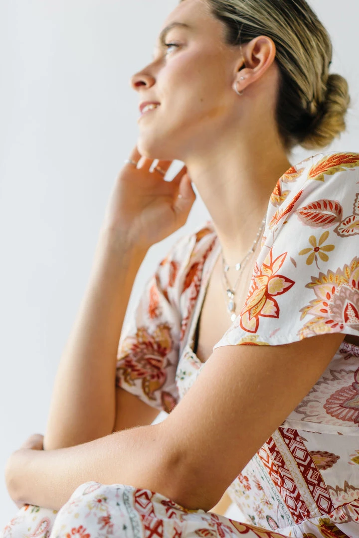 Piper & Scoot The Echo Square Neck Midi Dress In Sunset Multi